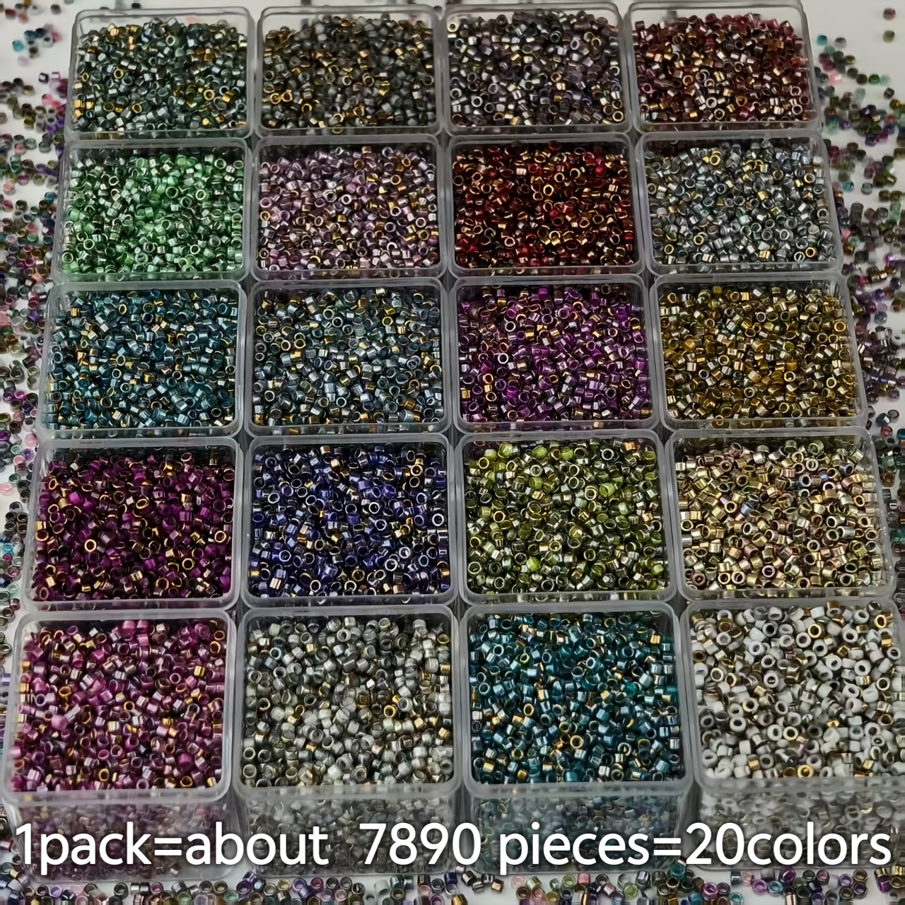 TEMU 7890pcs 2.5 Mm Gradient Glass Beads Kit 20 Vibrant Colors - For Jewelry Making, Necklaces, Bracelets, Earrings, Shoe Decoration - Crafts - Bulk