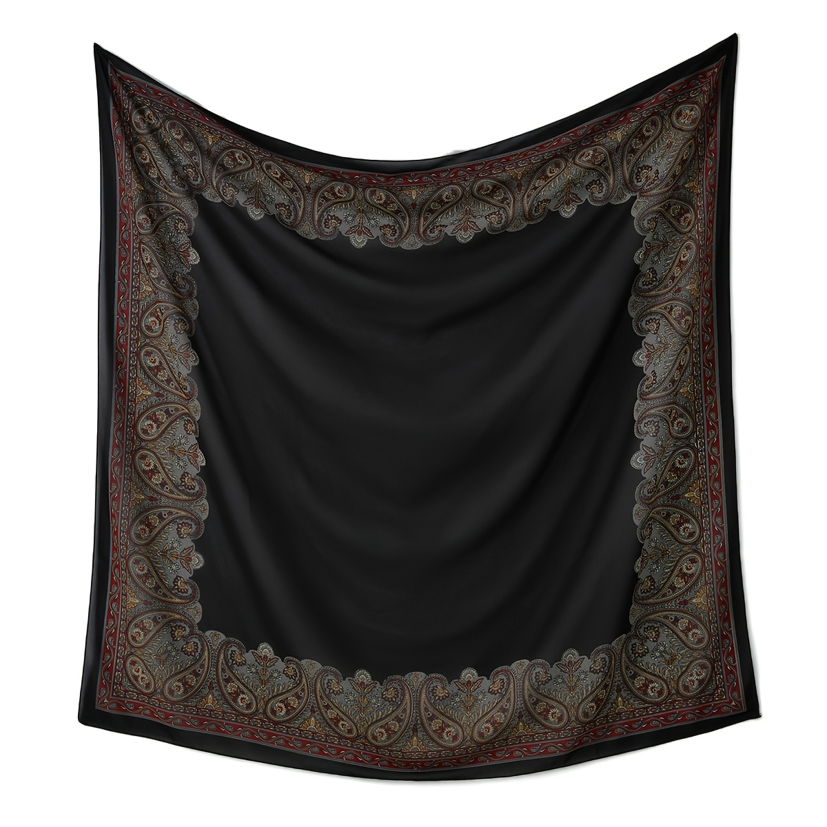 Women's Stylish Paisley Patterned Large Scarf Featuring Flower Elements, Made Of Polyester Fiber, Versatile For Uses Including As A Shawl Or Headscarf