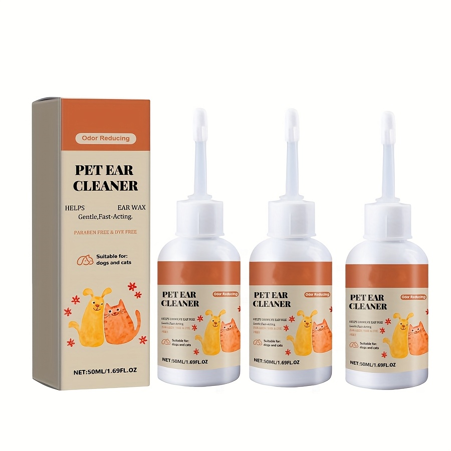 TEMU 3pcs Pet Ear Drops - Pet Ear Care Drops For Dogs And Cats, Ear Wash And Tartar Removal Solution, Safe Ear Cleaning Drops For Cats And Dogs