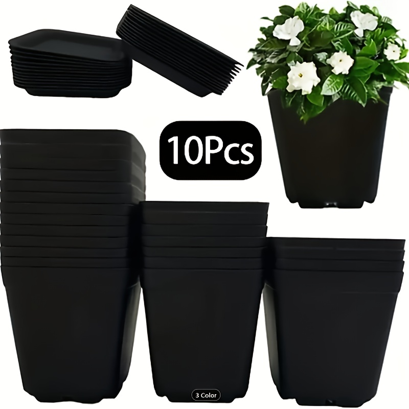 

10pcs, Thickened Plastic Flower Pots, Succulent Square Small Flower Pots, Candy-colored Nursery Pots