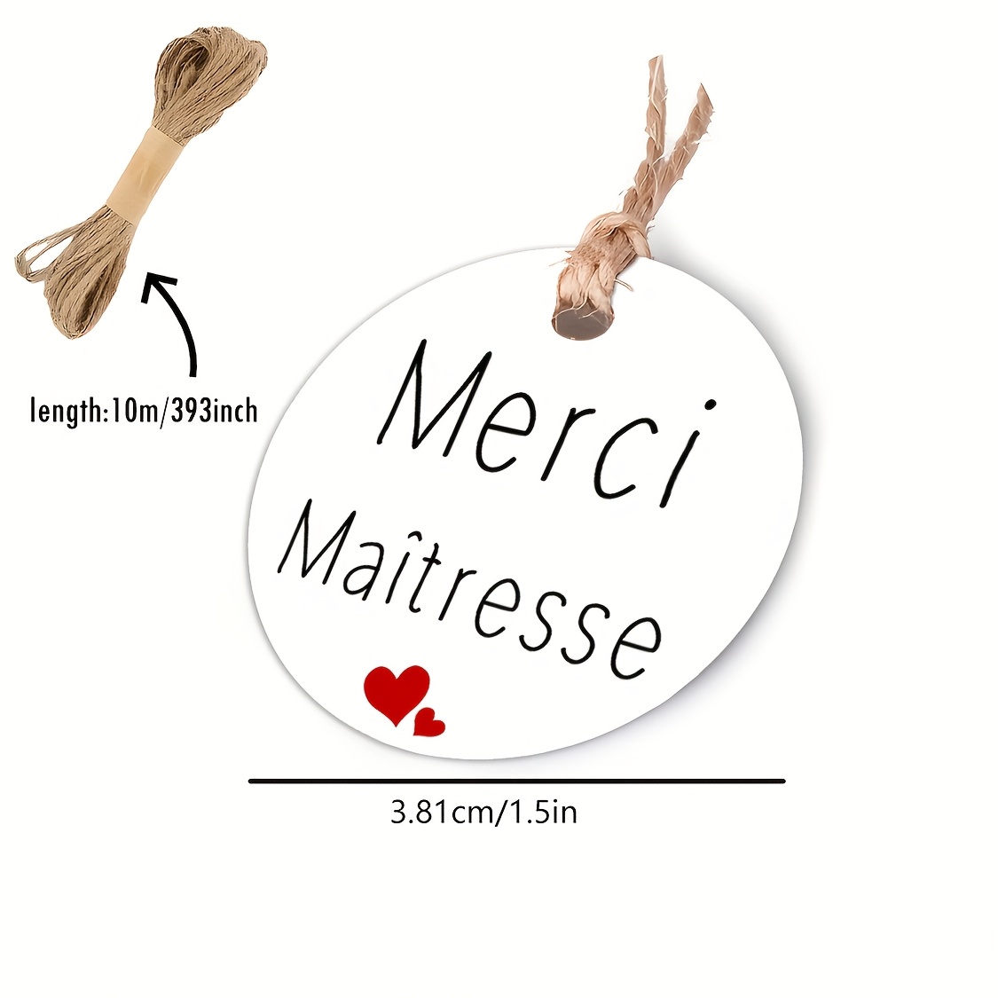 TEMU 60pcs, avec Étiquettes Cœurs Rouges, Autocollants de Remerciement , Étiquette Ronde avec Lanière pour Emballage Cadeau d'Anniversaire, Cadeaux