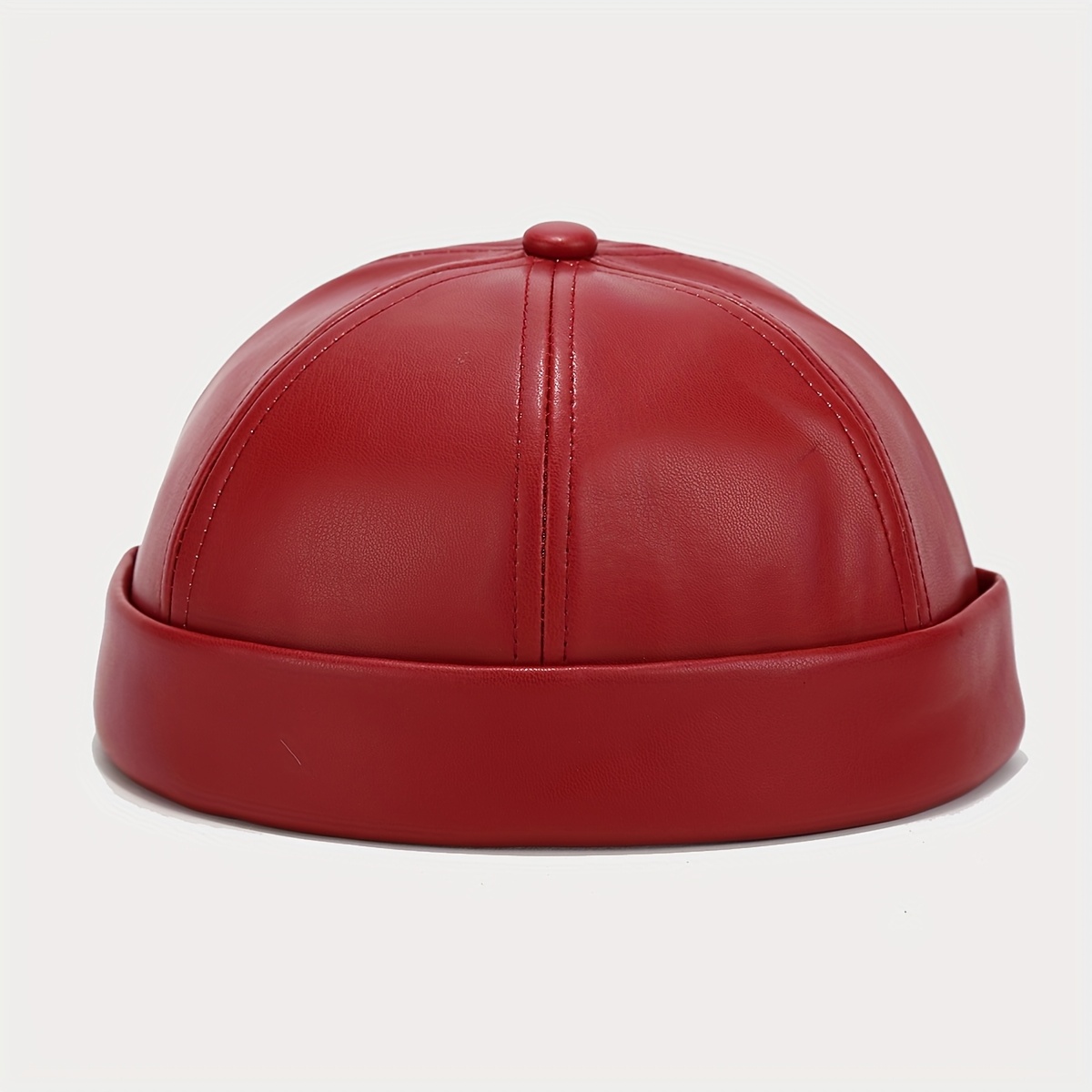 men's genuine pu leather brimless skull cap - Temu