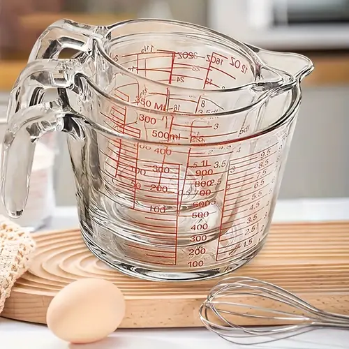 3pcs glass measuring cup set 1 cup 2 cup 3 cup borosilicate glass handle measuring cups and ounces cups milliliters deciliters dishwasher refrigerator microwave and oven kitchen essentials glass measuring