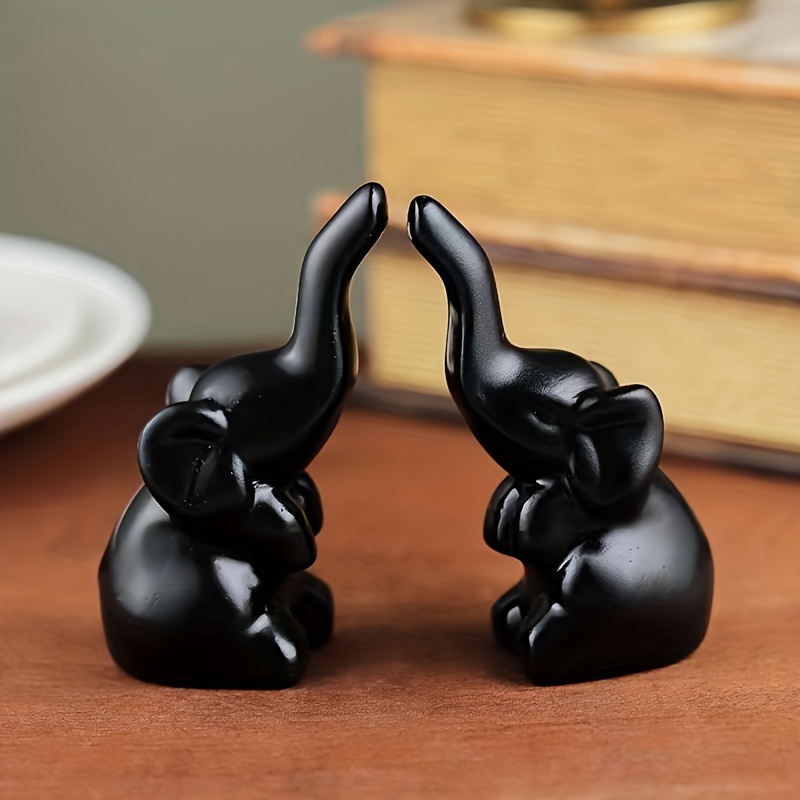 

Resin Elephant Couple Figurines Decorative Desk Ornament Set – Loving Pair Of Elephants Sculpture For Home Decor