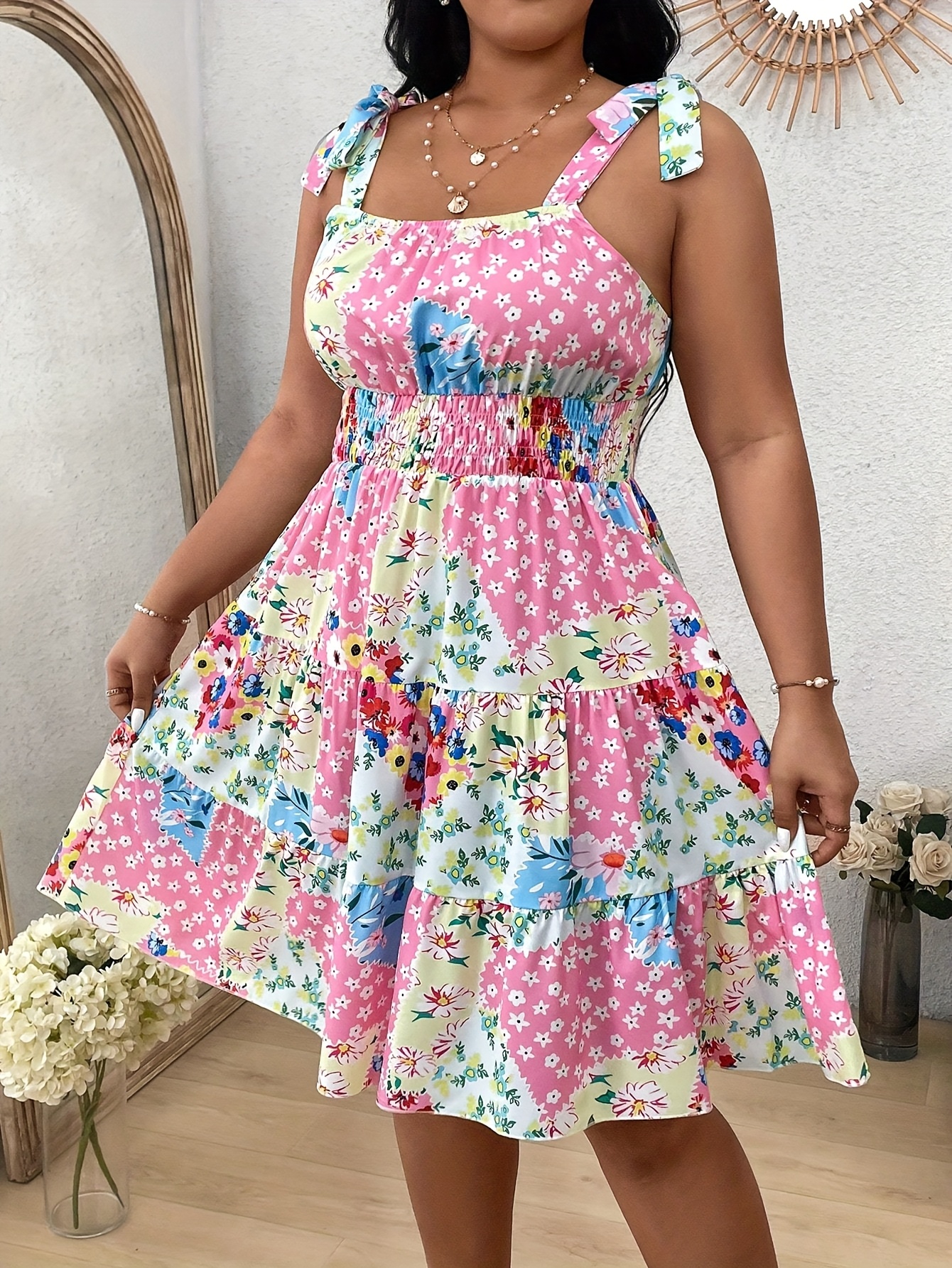 womens plus size floral print a line dress sleeveless Temu
