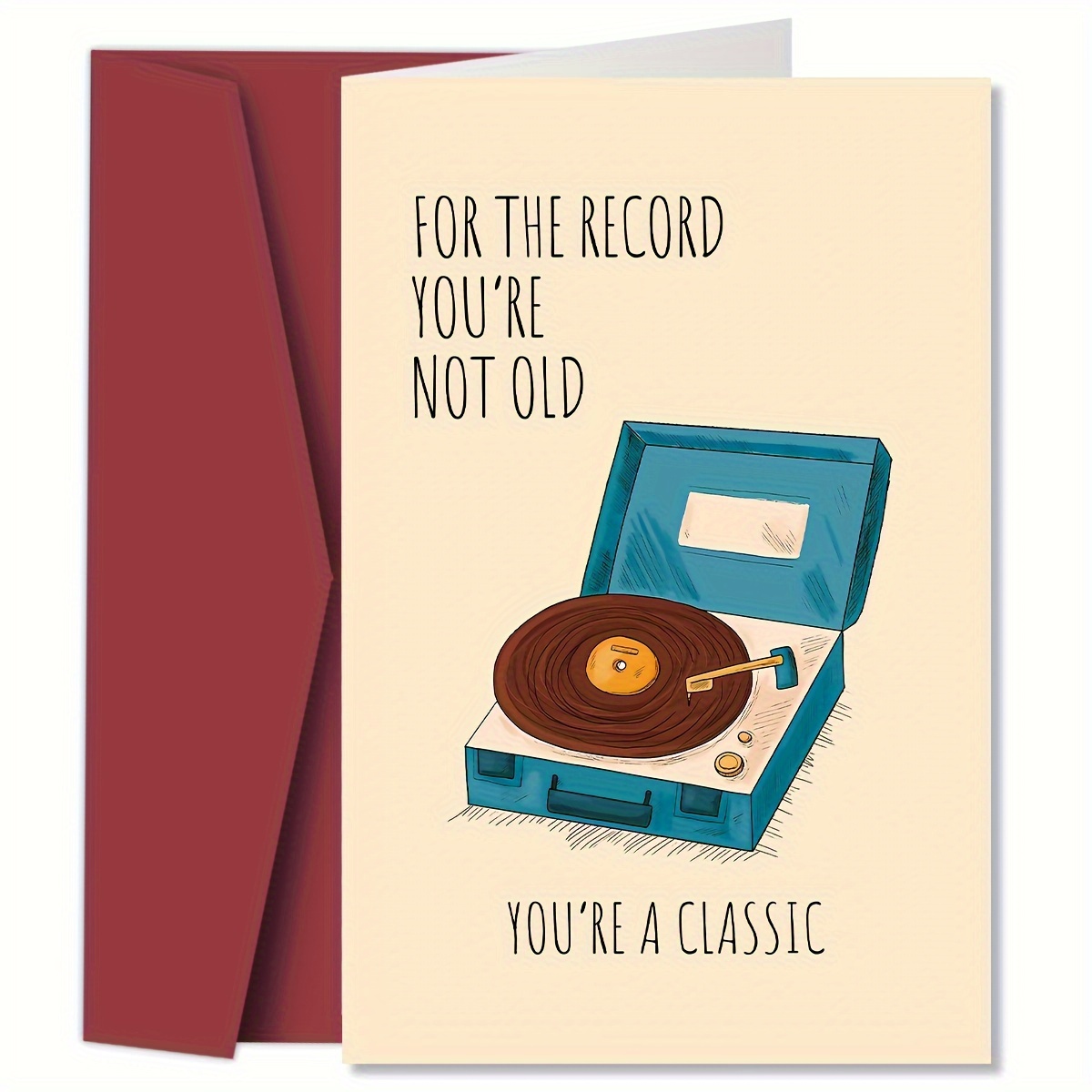 

Vintage Turntable Birthday Greeting Card | Classic Vinyl Record Design | Universal Birthday Wishes | Paper Card For Dad, Grandfather, Men | Ageless Humor | 1 Pack | Timeless Elegance For Any Recipient