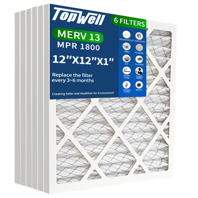 12 x 12 x 1 inches merv13 pleated air filters 6pack replacement for hvac ac furnace filters applications actual dimensions 11 65 x 11 65 x 0 87