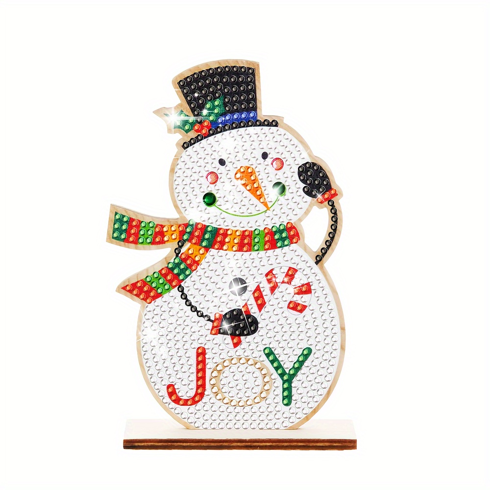 

Kits de peinture diamant 5D avec support en bois, bonhomme de neige festif et arbre de Noël, forets de forme irrégulière, ensemble de décorations de table de vacances à faire soi-même