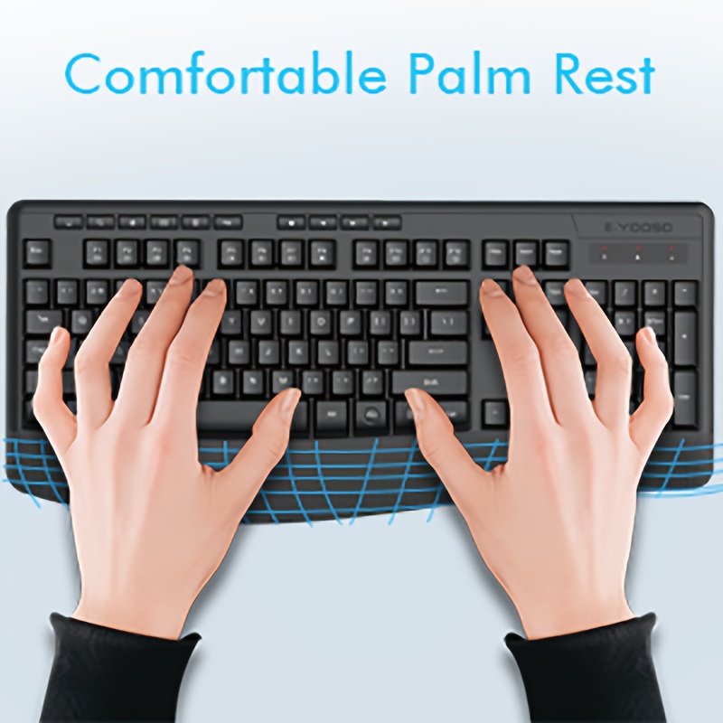 E-YOOSO 2.4Ghz Wireless Keyboard And Mouse Set, Low Voltage Prompt, Composite Multimedia Functions, Self-Sleep Function, Ergonomic Keyboard And Mouse Set with Support Wrist Rest, Convenient And Comfortable Keyboard And Mouse Operation