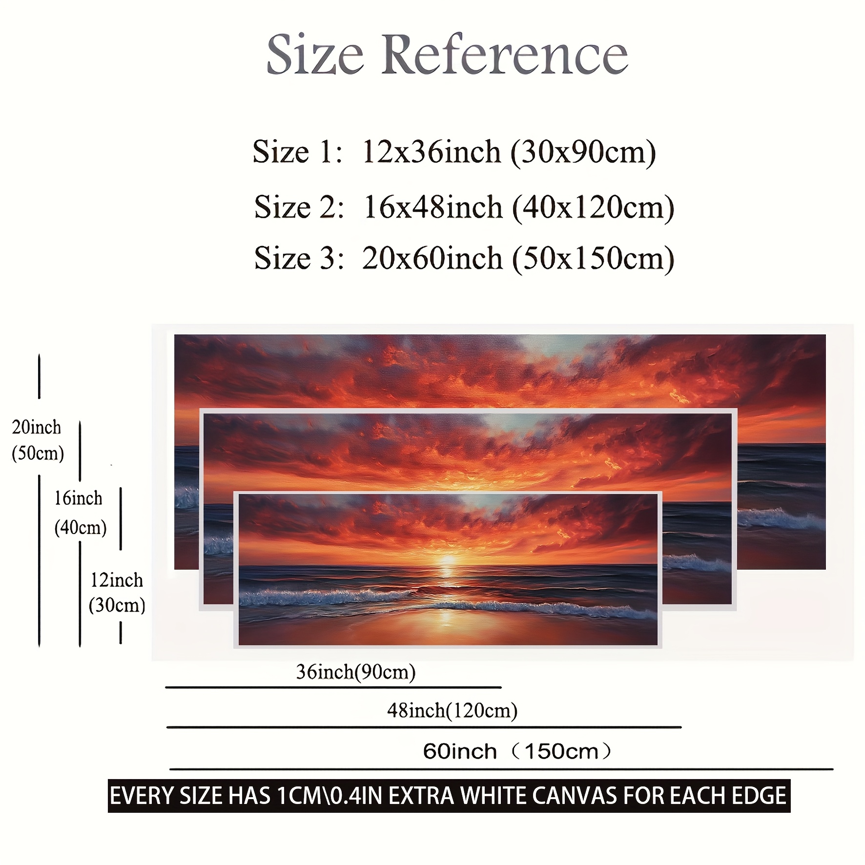 TEMU 1pc Large Sunset Over With Vibrant Red And Orang 3canvas Art Painting Poster Frameless Wall Pictures For Home Decor, Office, Living