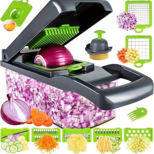 vegetable chopper with container multifunctional vegetable cutter veggie chopper onion cutter kitchen and dicers fruit and vegetable chopper 14in 1 food chopper