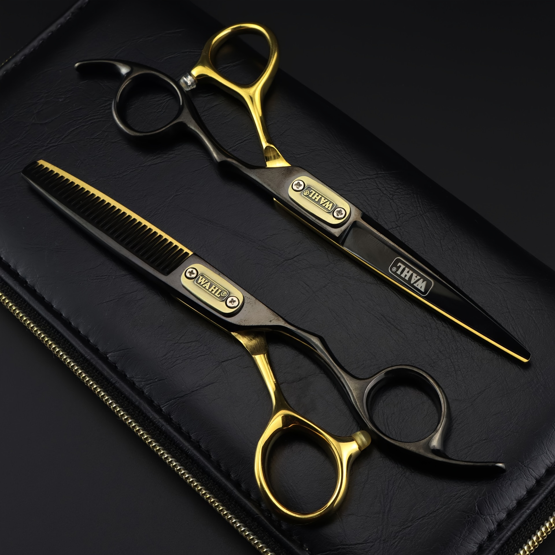 6 inch black and golden silvery professional hair cutting scissors 1pc of high end salon scissors cutting scissors and thinning scissors details 2