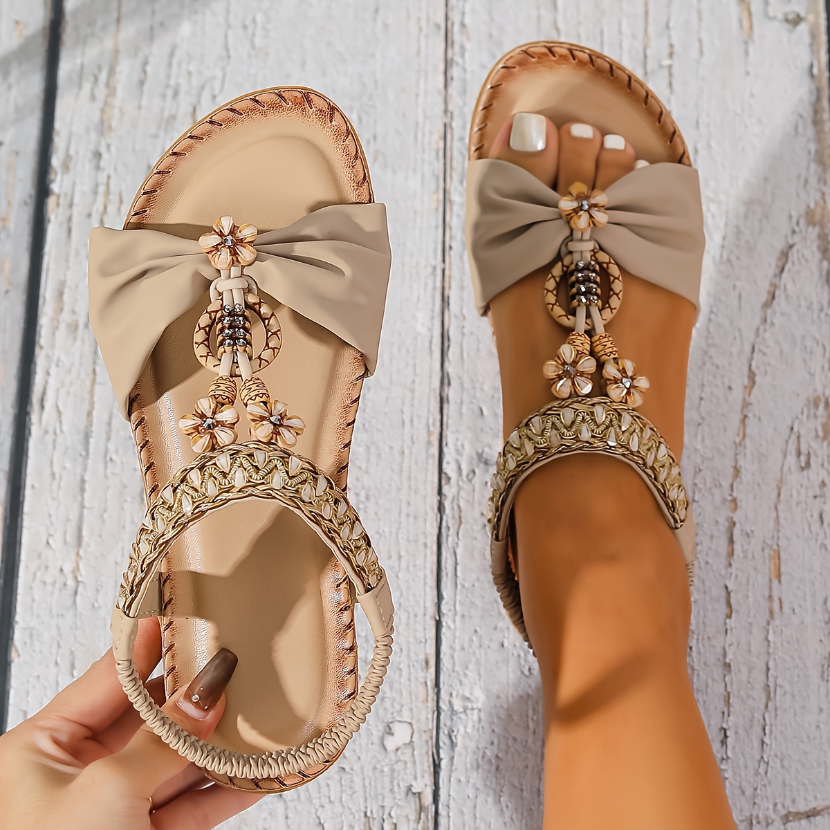 Image of Women's Flat Sandals Bohemian Comfortable Versatile Outdoor Flat Sandals Women Shoes Elegant Women Shoes Shoes