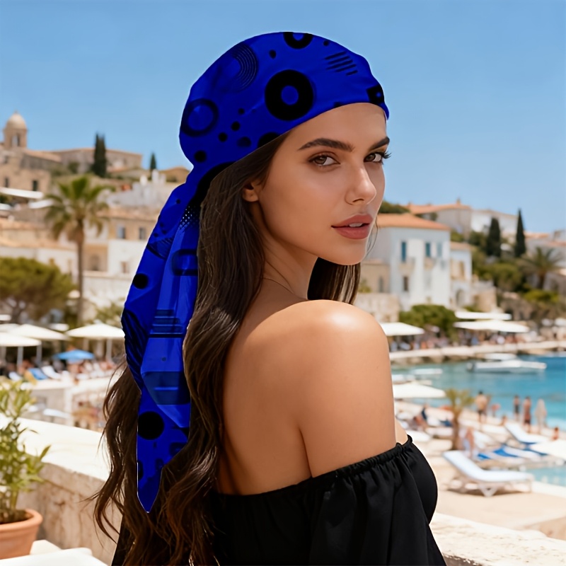 TEMU Abstract Geometric Headscarf - Quick-dry Sweat-absorbing Elastic Suitable For Gym, Yoga, Music Festivals, Machine Washable Hair Wrap For Daily