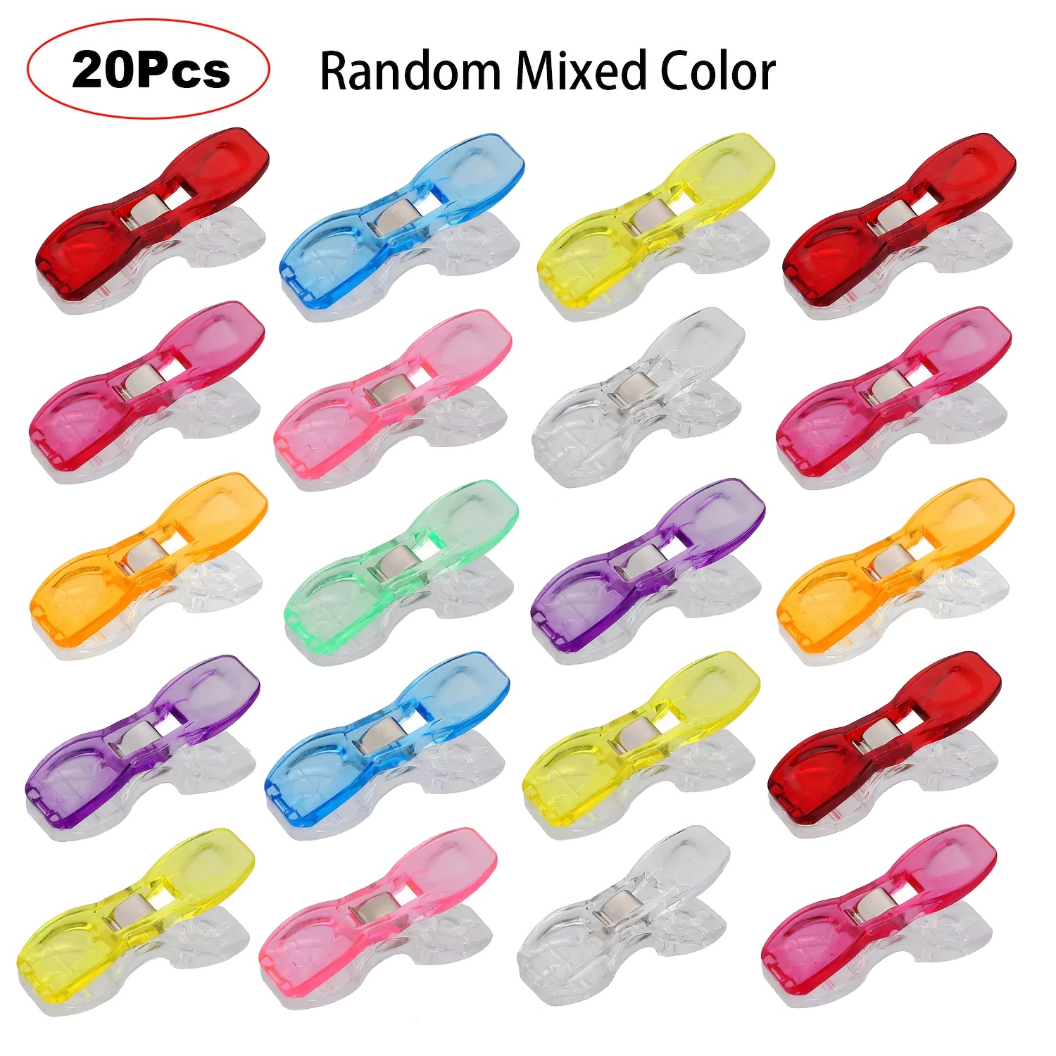 TEMU 20pcs Large Sewing Clips, Shape Assorted Colors Quilting Clips, Fabric Clips, Multipurpose Plastic Clips For Clothes, Photos, Craft, And Party,