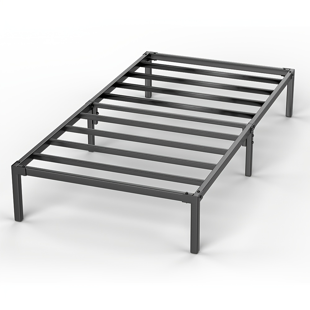 Image of Black Metal Bed Frame, Single/double Bed Frame, , With Under-bed Storage Space, , Load Capacity Of 300 Kg, Sturdy And Durable, Suitable For Bedrooms, Guest Rooms, Offices, School Dormitories, Etc