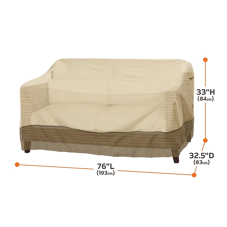 TEMU Housse de canapé d'extérieur, protection de mobilier de jardin, tissu Oxford respirant, étui de protection pour canapé de balcon