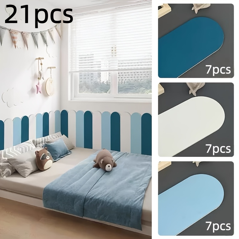 TEMU 21pcs Tatami Soft-pad Self-adhesive Wall Stickers, Thickened Wall Skirting And Wainscoting, Anti-collision , Headboard Decorative Wallpaper,