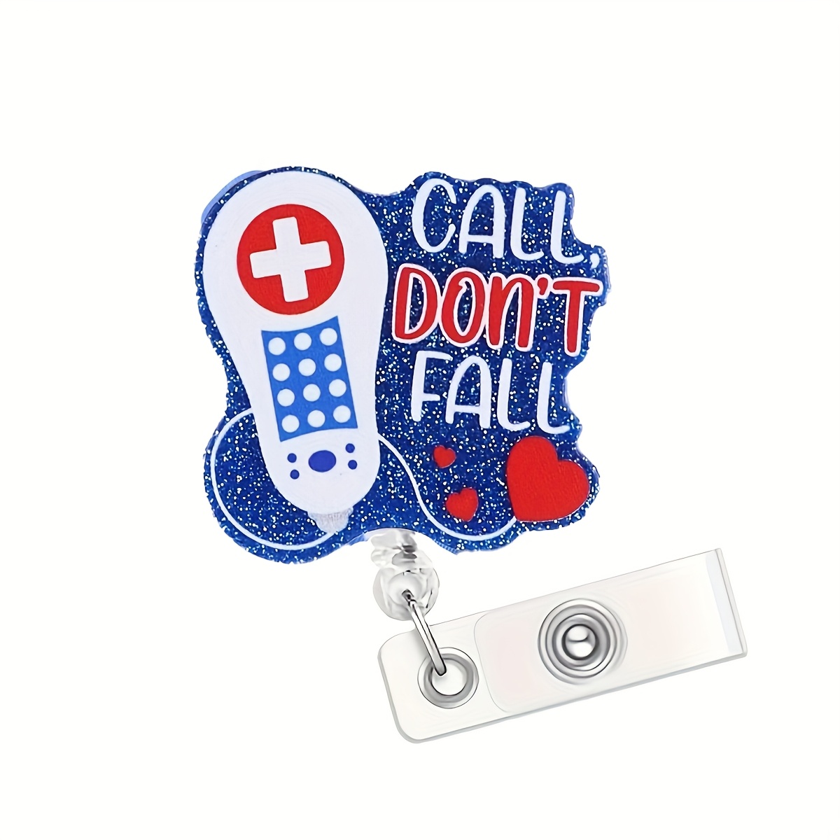 Fall Nursing Reel Badge Holder 2D Innovative Blue &*;CALL DON'T FALL&*; Retractable Badge Reel Holder  Workers, Technicians, Nurses, Lpns Sturdy Nurse Badge Holder And  Fastening Gift Option