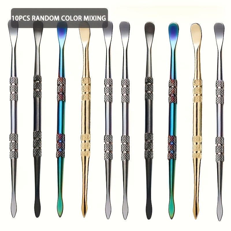 TEMU 10 Sets Of Stainless Steel Double-ended Non-slip Carving Spoons, Multi-functional Household Gadgets, Cleaning Tools, For Use , Random Color