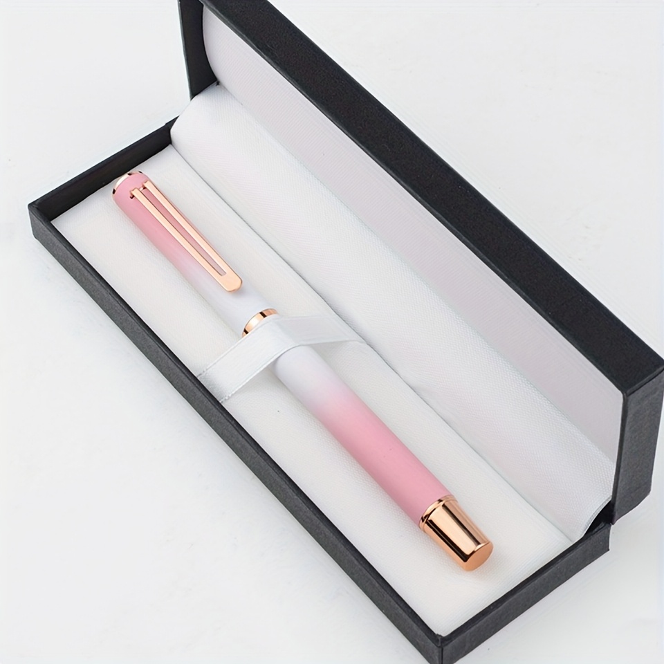 TEMU [customization] 1pc Art Signature Writing Fountain Pen, Style, 1pc Pocket Clip, 0.26mm Nib, Compatible With 3.4mm Diameter, Built-in Converter -
