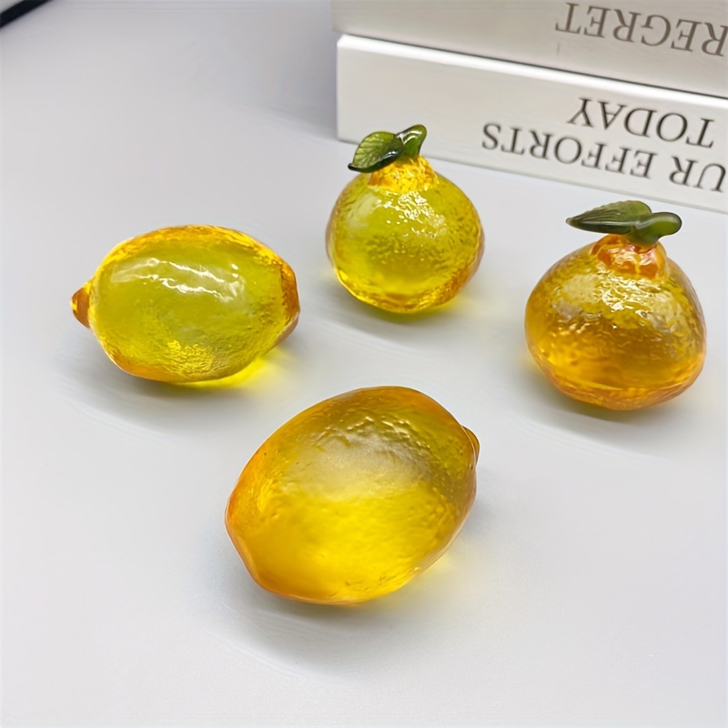 

Charming Crystal Lemon & Orange Fruit Figurine - Perfect For Home, Office, And Holiday Decor