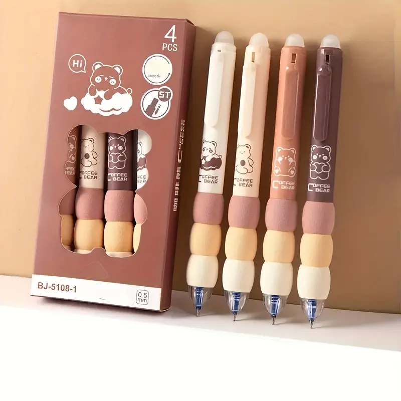 12 cute cartoon erasable gel pens with , retractable 0.5mm tip, black ink - cute animal and food designs, diary - back to school supplies, gifts, cute pens, writing instruments, pens for writing, cute pens for, pens set, erase able pen, diary writing, pens and crayons, creative drawing, secure storage, lightweight design, smooth writing experience, desk essentials, travel accessories, quality plastic material Product details 7
