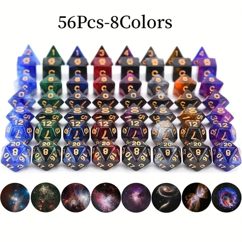56pcs with d4 d6 d8 d10 d12 d12d20 dice for dragon and dungeon board game creative game dices gaming gift