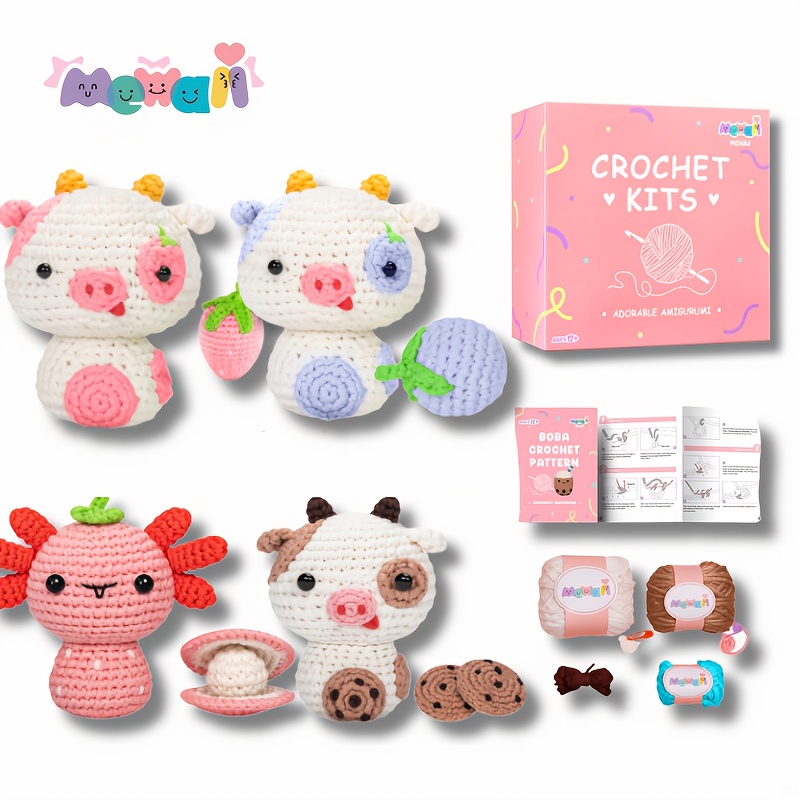 

Mewaii Strawberry Crochet Kit For Beginners, Complete Diy Crochet Kit Animals With 40%+ Pre- Tape Yarn Video Tutorials Halloween Birthday Easter Christmas Gift