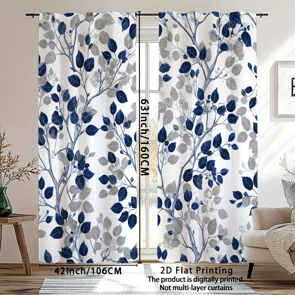 TEMU 2d Flat - 2d Flat - Set Of 2, 2d Flat Printed Elegant Design Curtains, Suitable For Living Rooms, Window Sheers, Hotel Use, Printed Drapes, And