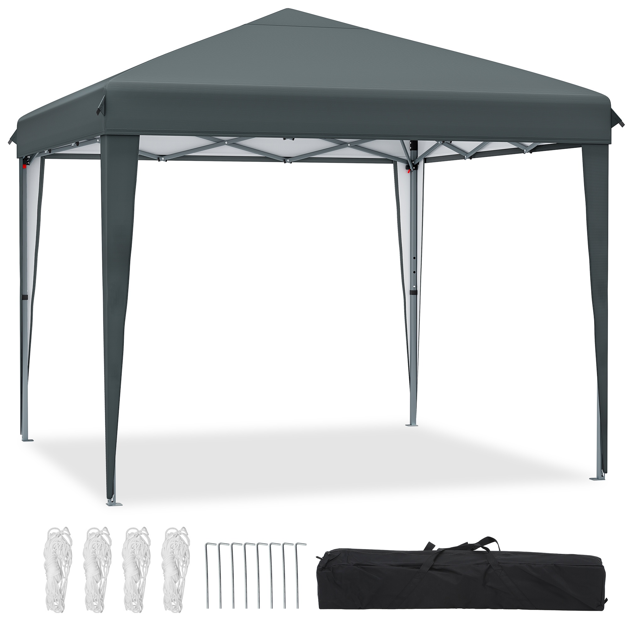 3x3m Grey Pop Up Gazebo, Foldable Outdoor Shelter With Storage Bag For Weddings, Parties, Camping