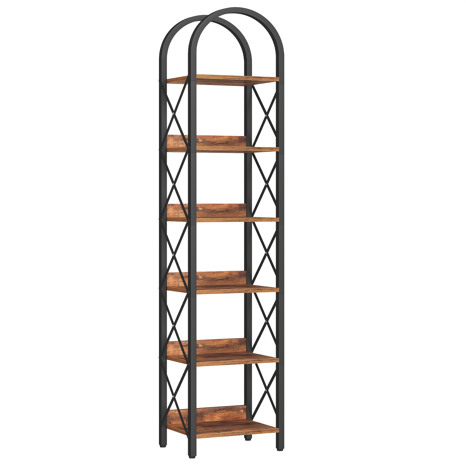 Floor-standing Storage Rack, Desk Storage Rack, Six-layer Arched Display Stand, Open Storage Design, Suitable For Living Room, Bedroom, Office, Kitchen, And Black Version, Standing Shelf