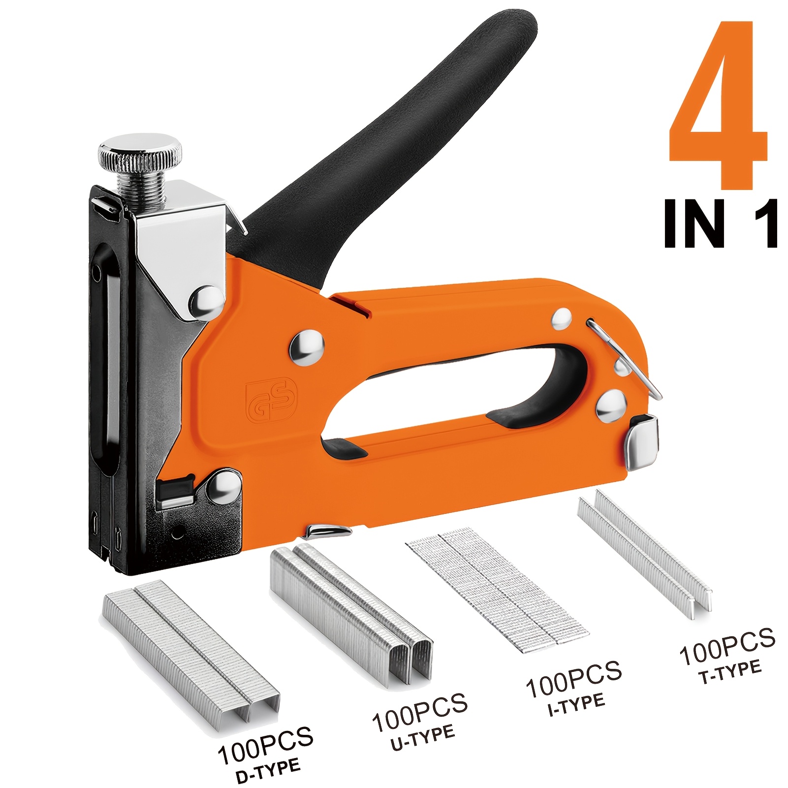 Image of 4in 1 Heavy Duty Staple Gun Kit With 400pcs D/u/t/i Type , Adjustable Strength Manual Stapler, Multi-use Nail Gun For Wood, Fabric, Cable, Carpentry, Sofa Repair, Home Decoration & Diy Craft Projects