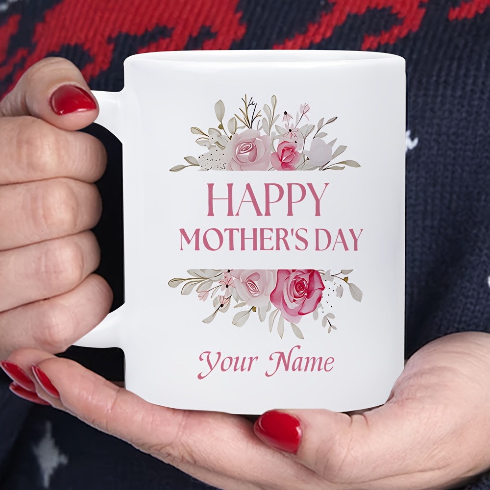 TEMU 1pc Customizable "happy " 11oz Ceramic Mug | Personalized Coffee Cup, Safe For Dishwasher, Ideal For Hot/cold Beverages - Gift For , Birthdays &