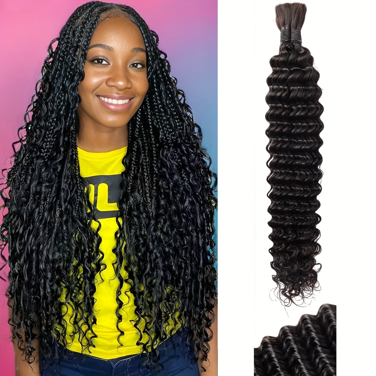 Human Hair Bulks Synthetic Goddess Box Braids Crochet Curly 12