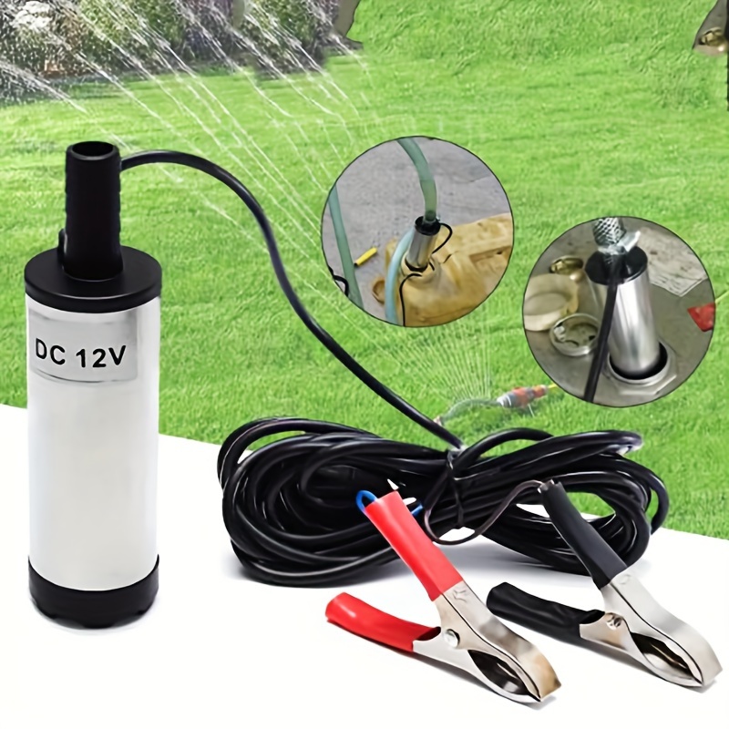

1pc 12v Dc Submersible High-pressure Oil Pump With Battery Clamps For Car Transfer