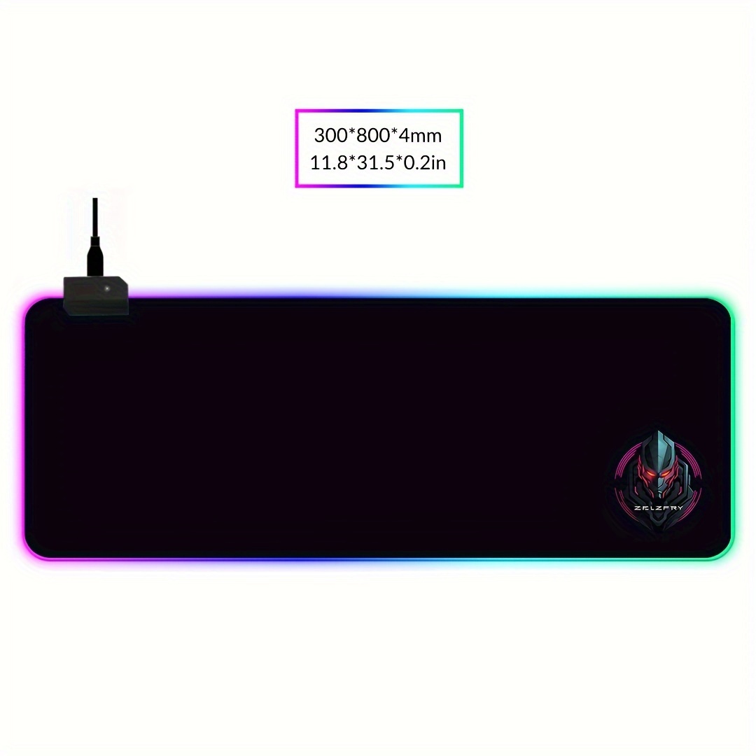 RGB LED Gaming Mouse Pad with 14 Lighting Modes, Large Extended Illuminated Keyboard Mat, Non-Slip Synthetic Rubber Base, Stitched Edges, Fine Weave Fabric Surface for Professional Gamers