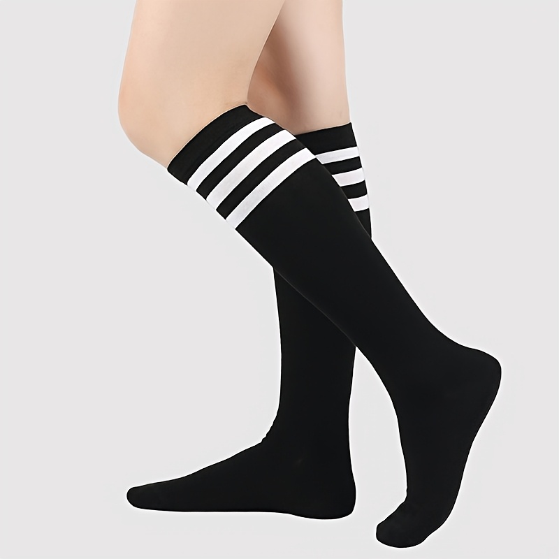 Image of A Pair Of Striped Fashionable High-elastic Knee Socks, Mid-calf Socks And Calf Socks, Suitable For Performances, Shows And Parties