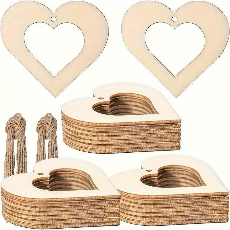 

10pcs Wooden Heart Cutouts-diy Crafts- Wooden Board Blank For Valentine's Day, Wedding, Birthday, Thanksgiving, Christmas Decoration