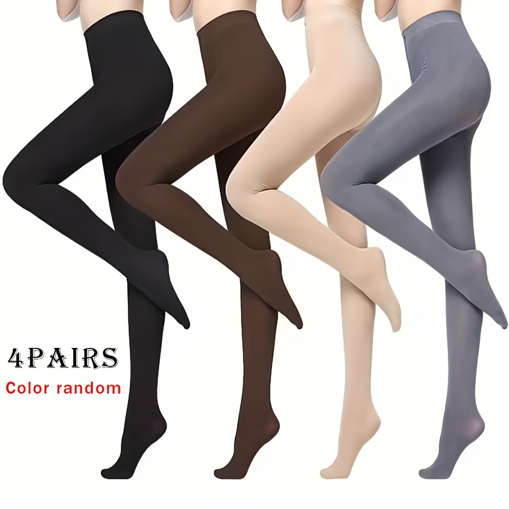 TEMU Random 4 Pairs Tights, Opaque High Waist Elastic Leggings, Women's Stockings & Hosiery, Color Random