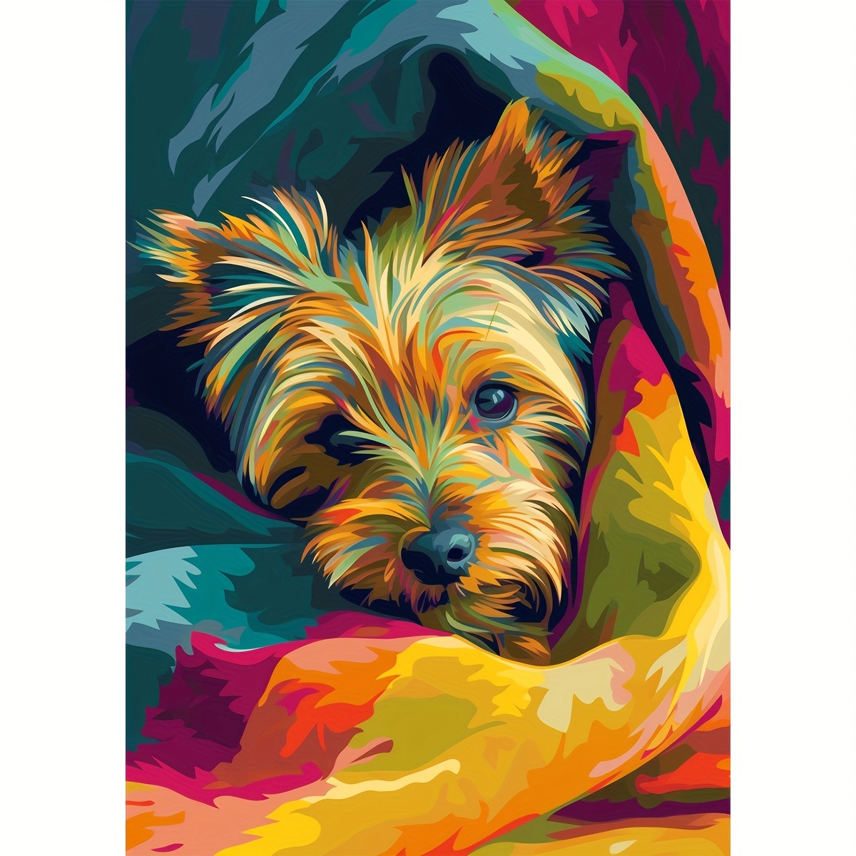 

Cross Stitch Kit: 30x40cm/11.8x15.7in - Colorful Dog Design - Includes Printed Chart, Fabric, Thread, Needles & Instructions - Suitable For Home Decoration