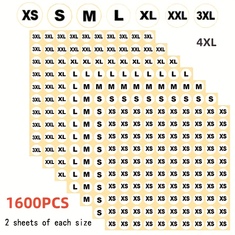 800/1600pcs adesivos para roupas etiquetas de tamanho de - Temu Brazil