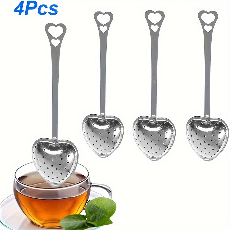 E-shop 4er/10er Set Edelstahl Herzförmiger Tee-Einlauf. Langer Griff Tee Löffel Tee Einlauf. Herzförmiger Tee-Einlauf Tee Sieb Feines Netz Tee Sieb