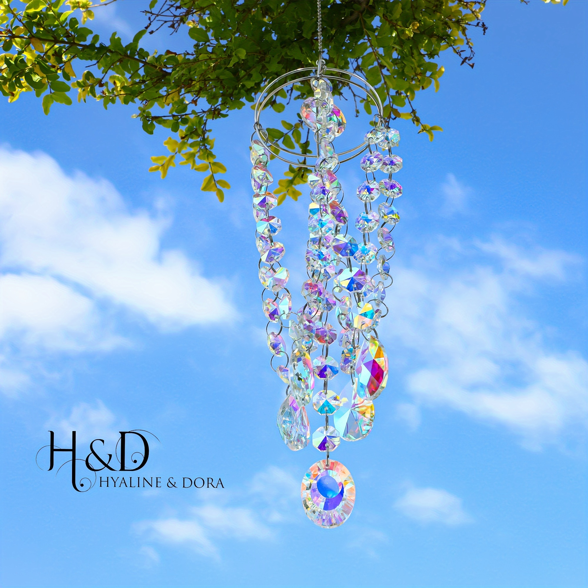 

H&d Hyaline& Crystal Chandelier Wind Chimes Crystal Suncatcher Prisms Rainbow Maker Pendants Window Hanging Sun Catchers Garden Decor