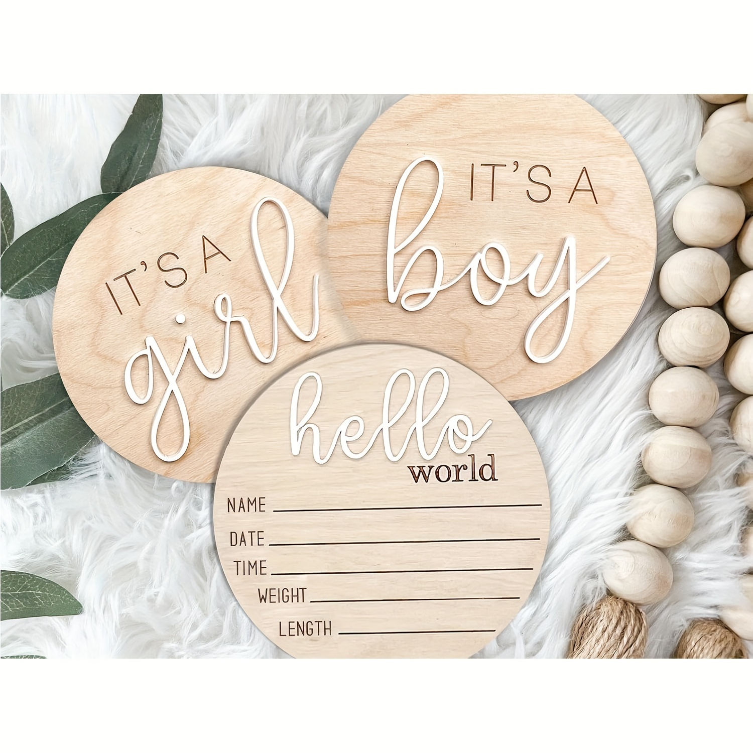 

3pcs Set: 'it's A Boy/girl' & 'hello World' Wooden Signs - Perfect For Gender Reveal, Birth Announcements & Photography Props