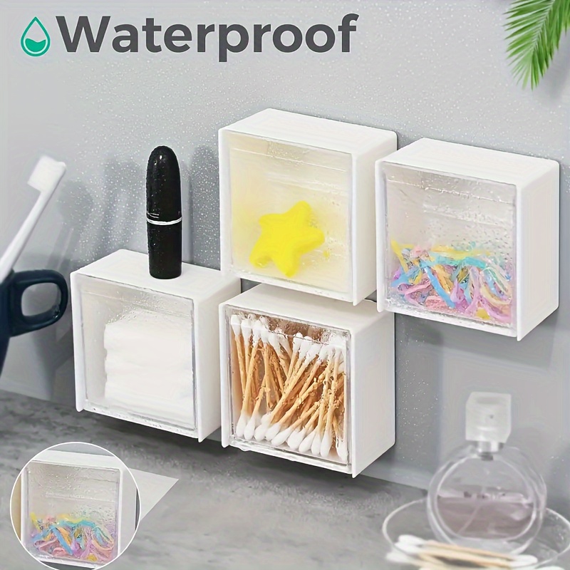 

Wall-mounted Clamshell Storage Box: Dustproof And Moisture-proof, Suitable For Cotton Balls, Cotton Swabs, Dental Floss, Hair Clips, Rubber Bands, And Clips - Wecolor