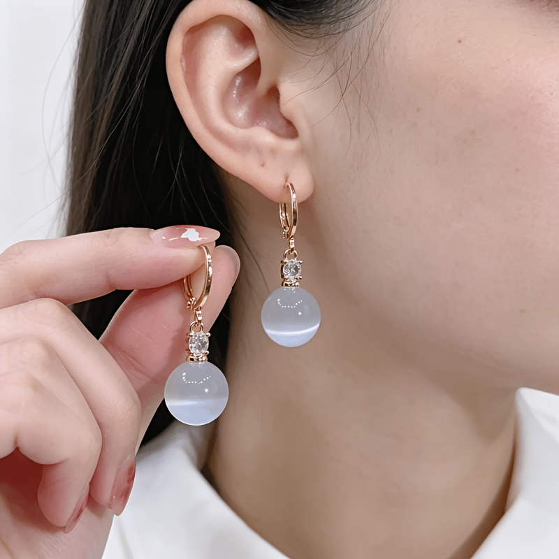 TEMU 1 par de aretes de personalidad a con de piedra de , adecuados para el uso diario de mujer