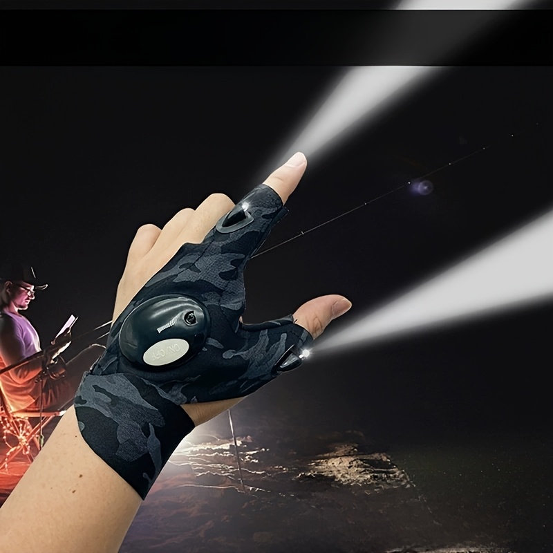 1 paire de gants lumineux camouflés, alimentés par batterie, unisexe et faciles à transporter, lampe torche gant lumineuse très pratique pour l'éclairage nocturne, cadeau parfait pour la famille et les amis