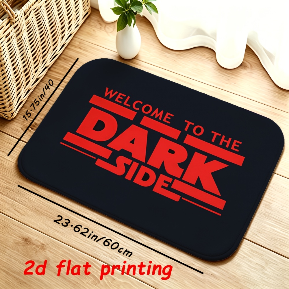 TEMU 1pc New Welcome Mat - Machine Washable, Black And Red Text Pattern Decor, Black With Red Letters, Use Indoor/outdoor Door Mat, Machine Washable,