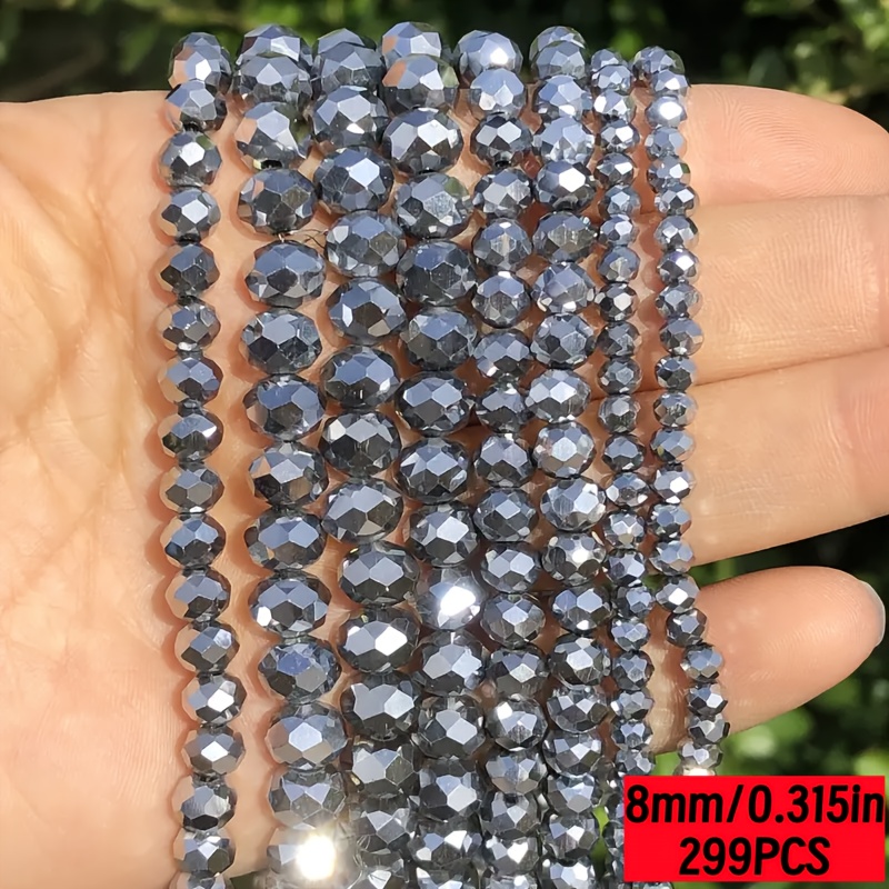 TEMU 299 pz Perline a Ruota in Vetro Sfaccettato Austriaco , Perline da 4mm-8mm per Bracciali, Collane, Orecchini e Gioielli, Perline Distanziatrici